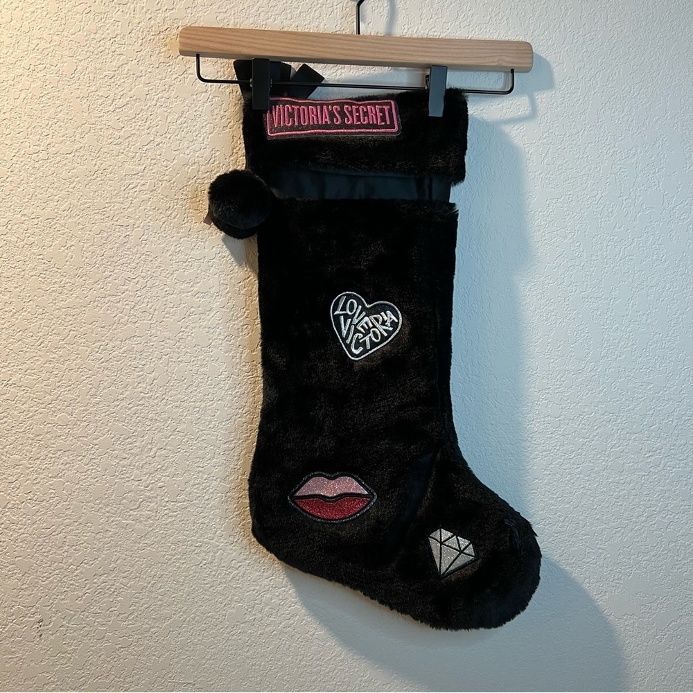 Women’s new Victoria’s Secret black fleece Christmas stocking